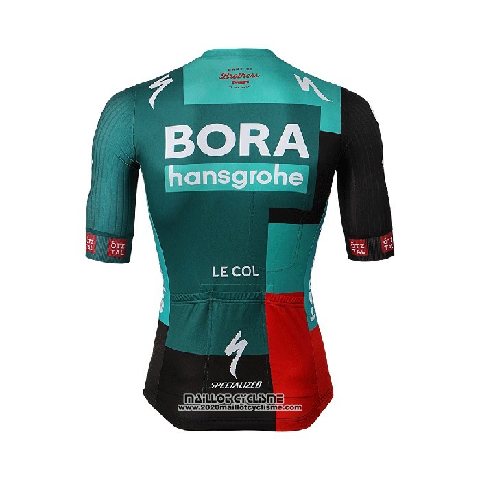2022 Maillot Cyclisme Bora Hansgrone Vert Rouge Manches Courtes et Cuissard